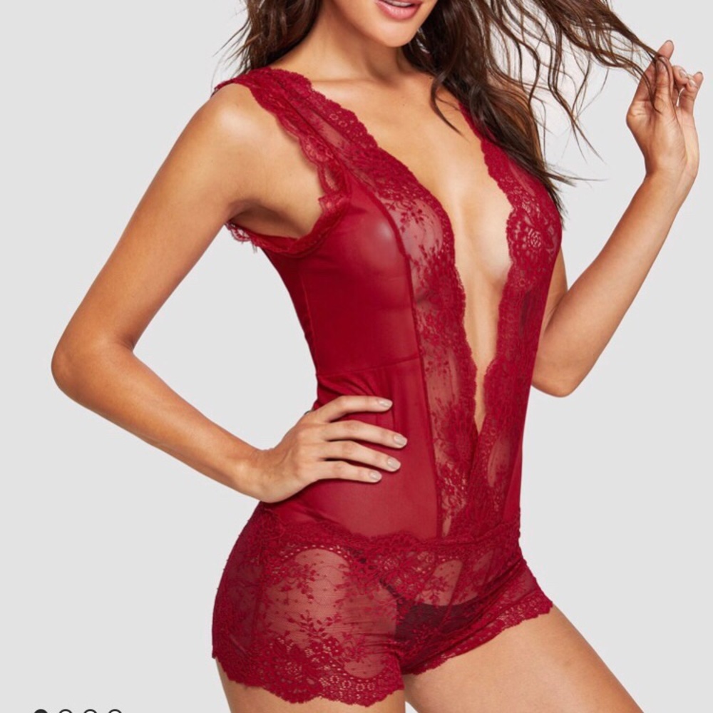 Sexy Red Lace Lingerie One Piece (New)